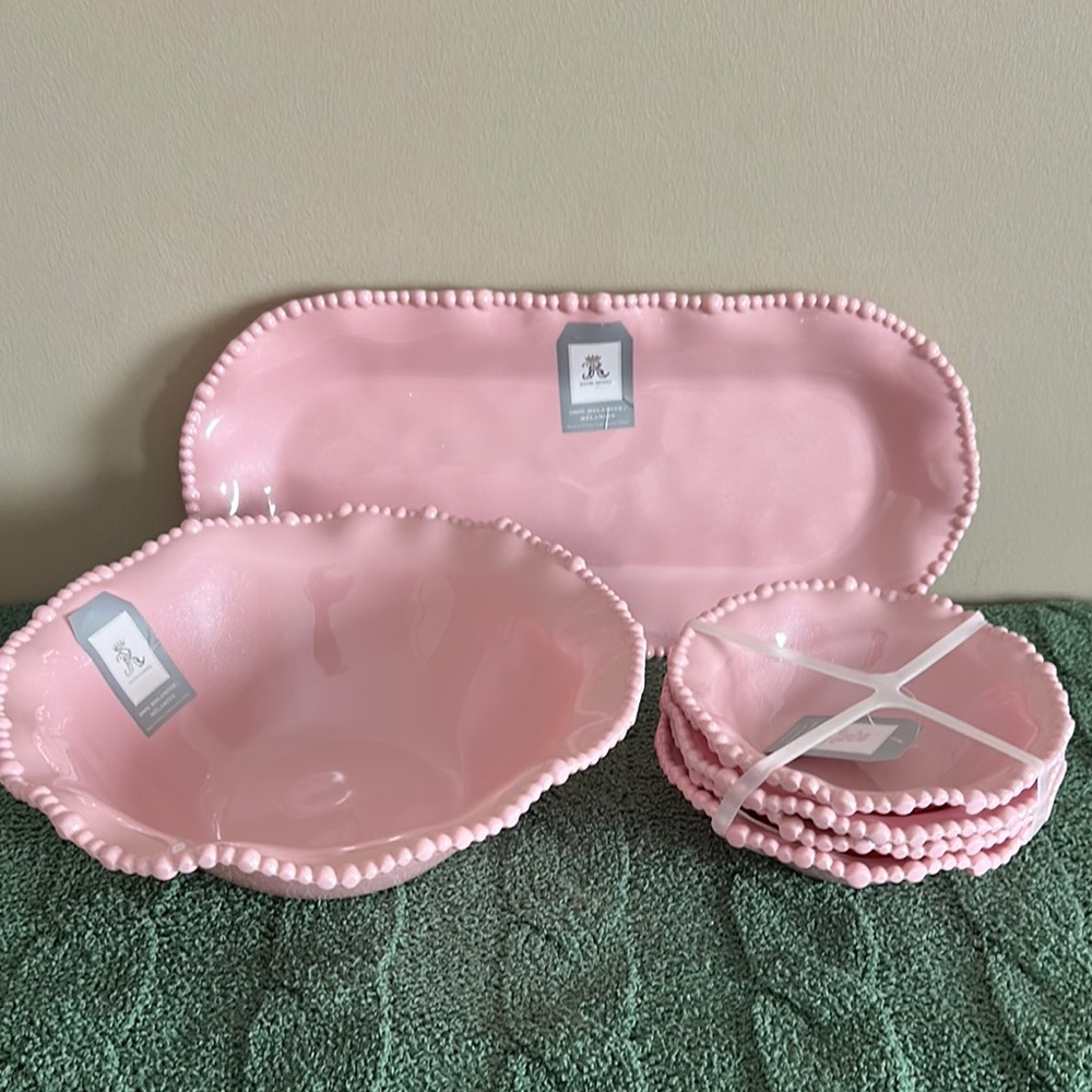 COPY - Rachel Ashwell Pink Shimmer Melamine Serving Tray Bowl NEW